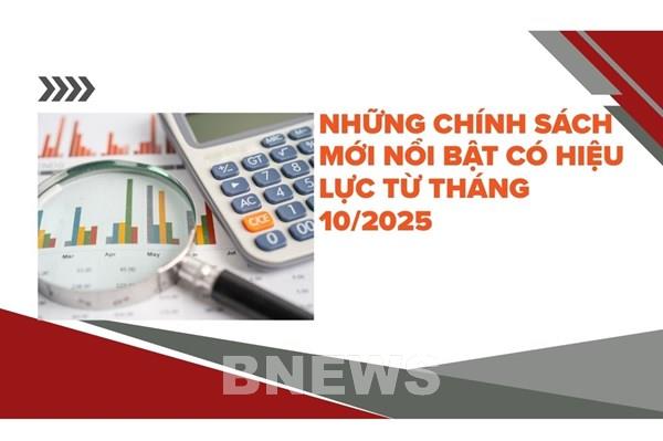 Những chính sách mới nổi bật có hiệu lực từ tháng 10/2025
