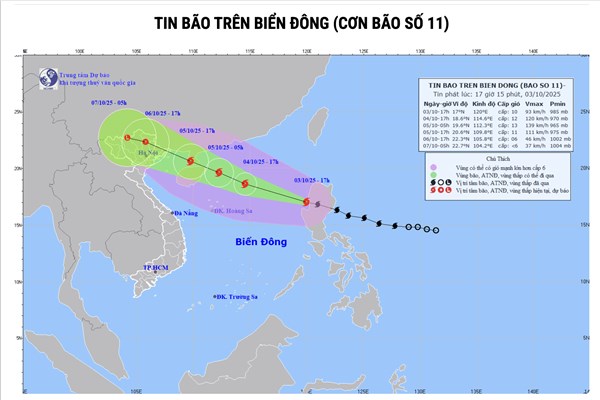 Bão MATMO đã đi vào Biển Đông trở thành bão số 11 trong năm 2025