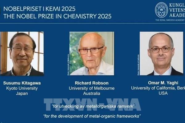 Giải Nobel Hóa học 2025 vinh danh 3 nhà khoa học với phát minh về kim loại hữu cơ