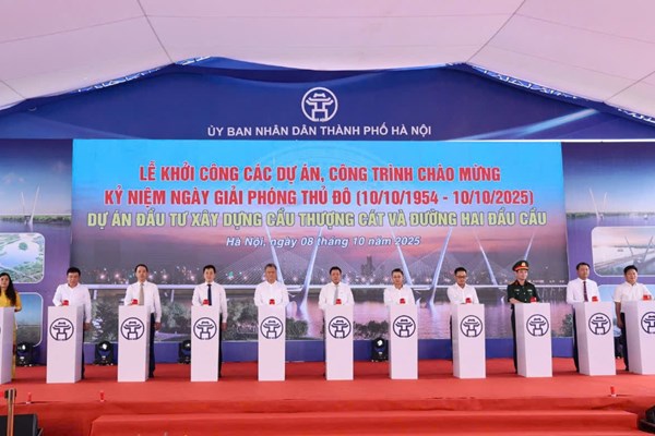Hà Nội khởi công cầu Thượng Cát hơn 7.300 tỷ đồng qua sông Hồng