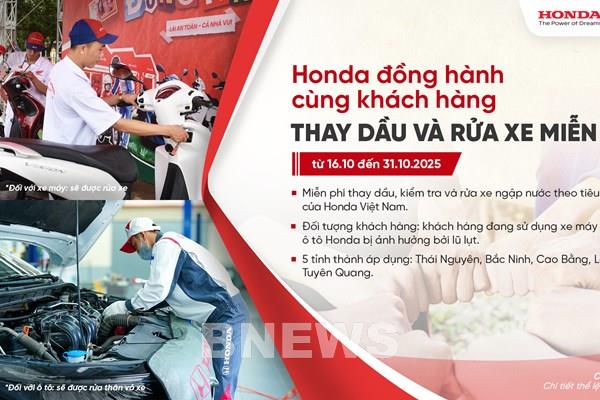 Honda Việt Nam hỗ trợ kiểm tra, thay dầu miễn phí cho xe hư hại do mưa lũ ở miền Bắc