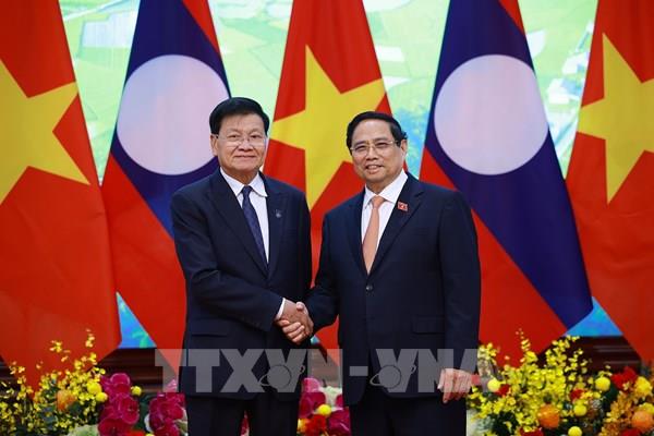 Thủ tướng Phạm Minh Chính hội kiến Tổng Bí thư, Chủ tịch nước Lào Thongloun Sisoulith