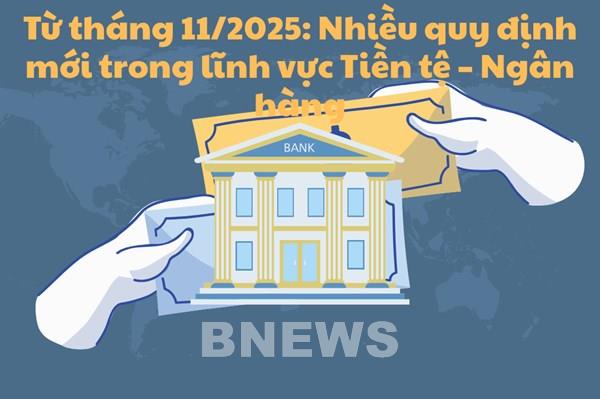 Từ tháng 11/2025: Nhiều quy định mới trong lĩnh vực Tiền tệ – Ngân hàng