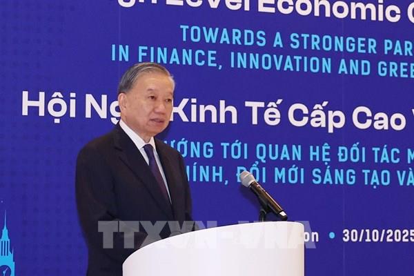 Tổng Bí thư Tô Lâm phát biểu tại Hội nghị Kinh tế cấp cao Việt Nam - Anh