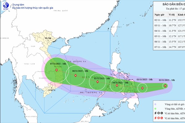 Bão gần Biển Đông với tên quốc tế KALMAEGI