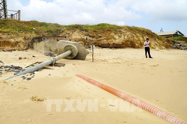 Cáp ngầm 22kV cấp điện cho Lý Sơn bị lộ thiên, tiềm ẩn nguy cơ mất an toàn