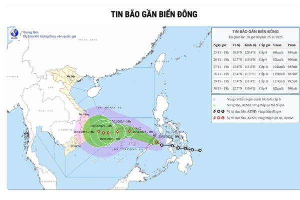 Cập nhật mới nhất, áp thấp nhiệt đới mạnh lên thành bão