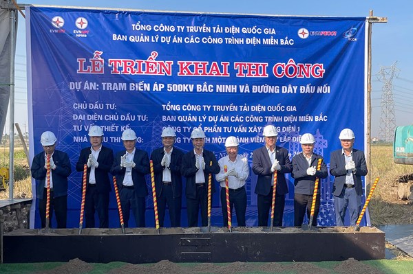 Thi công trạm biến áp 500kV Bắc Ninh và đường dây đấu nối