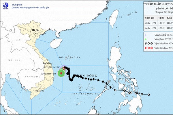 Áp thấp nhiệt đới giảm cấp, ít di chuyển