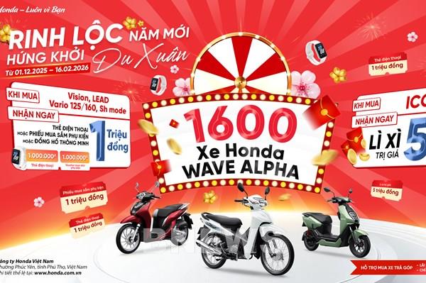 Honda tung khuyến mại Tết 2026 với 1.600 xe Wave Alpha và nhiều ưu đãi lớn