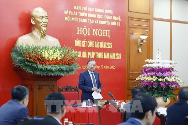 Tổng Bí thư Tô Lâm: Năm 2026 “Hành động đột phá, lan tỏa kết quả” về phát triển khoa học, công nghệ, đổi mới sáng tạo và chuyển đổi số
