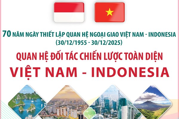 70 năm quan hệ Việt Nam – Indonesia: Hữu nghị bền chặt, hợp tác toàn diện