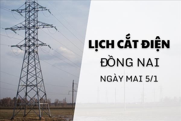Lịch cắt điện Đồng Nai ngày mai 5/1 cập nhật mới nhất