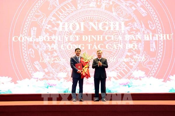 Đồng chí Vũ Hoàng Anh được điều động, chỉ định làm Phó Bí thư Tỉnh ủy Lạng Sơn