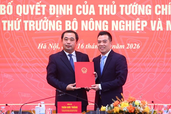Công bố quyết định bổ nhiệm Thứ trưởng Bộ Nông nghiệp và Môi trường
