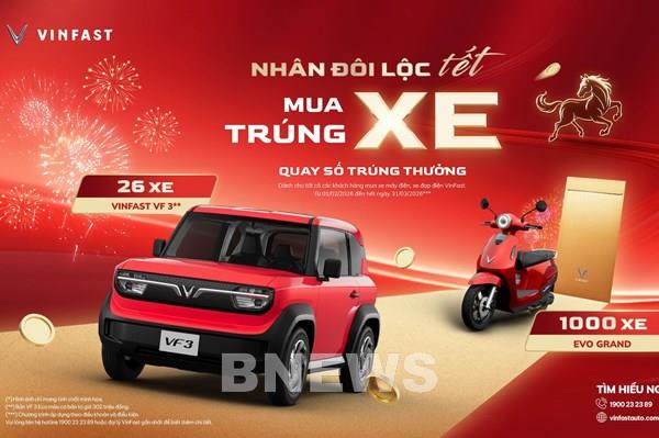 Mua xe máy điện VinFast, cơ hội trúng 26 ô tô VF 3 và 1.000 xe máy điện dịp Tết