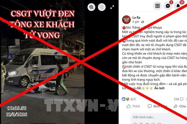 Bác thông tin sai sự thật về xe của lực lượng Cảnh sát giao thông gây tai nạn