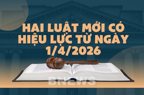 Hai luật mới có hiệu lực từ ngày 1/4/2026