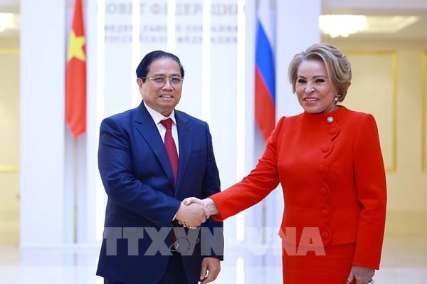 Thủ tướng Phạm Minh Chính hội kiến Chủ tịch Hội đồng Liên bang Nga Valentina Matviyenko