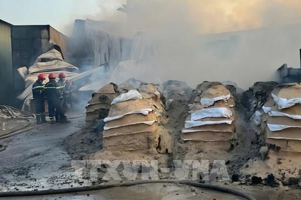 Thành phố Hồ Chí Minh: Cháy nhà xưởng mùn cưa, 3 người bị thương