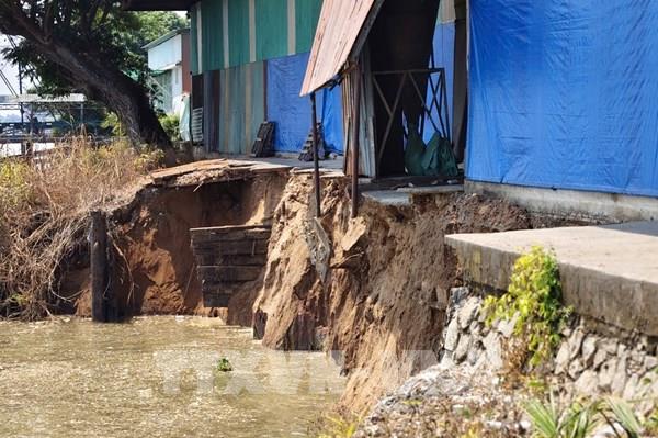 An Giang khẩn trương khắc phục sạt lở dài 50 m bên bờ sông Hậu