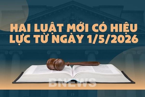 Hai luật mới có hiệu lực từ ngày 1/5/2026