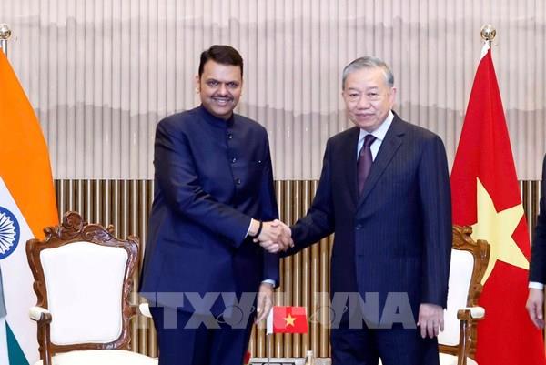 Tổng Bí thư, Chủ tịch nước Tô Lâm tiếp Thủ hiến bang Maharashtra Devendra Fadnavis
