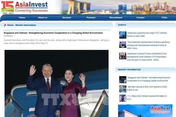 Báo Singapore đánh giá quan hệ hợp tác Việt Nam - Singapore