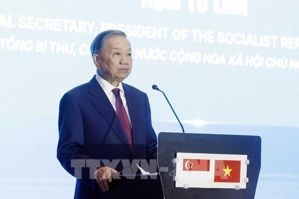 Tổng Bí thư, Chủ tịch nước Tô Lâm: Hợp tác công nghệ sẽ trở thành một trụ cột quan trọng trong quan hệ Việt Nam-Singapore