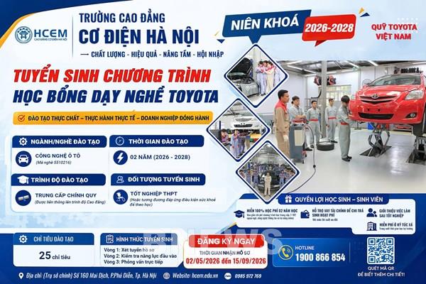 Toyota Việt Nam tuyển sinh học bổng học nghề ô tô toàn quốc