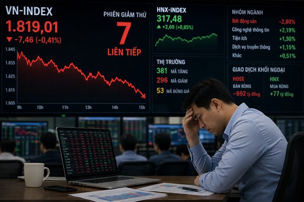 VN-Index giảm 7 phiên liên tiếp vì nhóm bất động sản