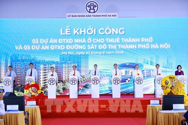 Thủ tướng Lê Minh Hưng dự lễ khởi công các dự án nhà ở cho thuê và đường sắt đô thị Hà Nội