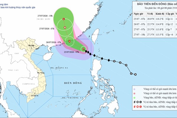 Bão số 2 giữ nguyên hướng di chuyển, cách Hồng Kông (Trung Quốc) khoảng 510km