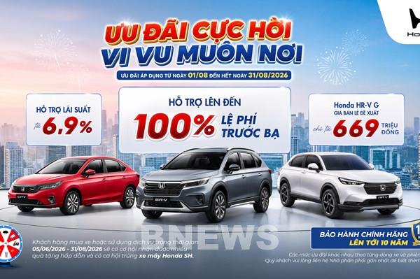Honda ưu đãi lệ phí trước bạ, hỗ trợ khách hàng mua xe tháng 8