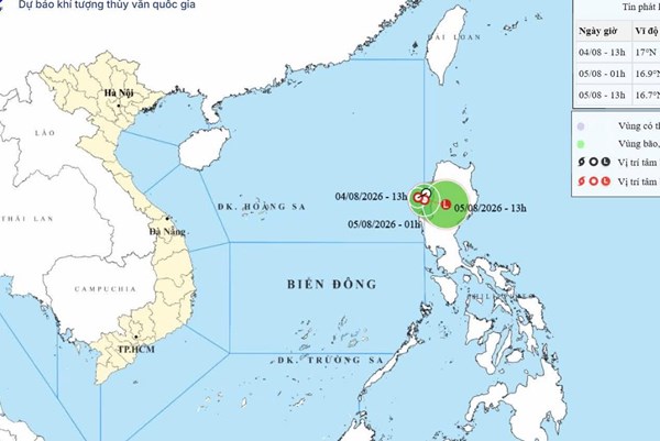 Xuất hiện áp thấp nhiệt đới trên Biển Đông