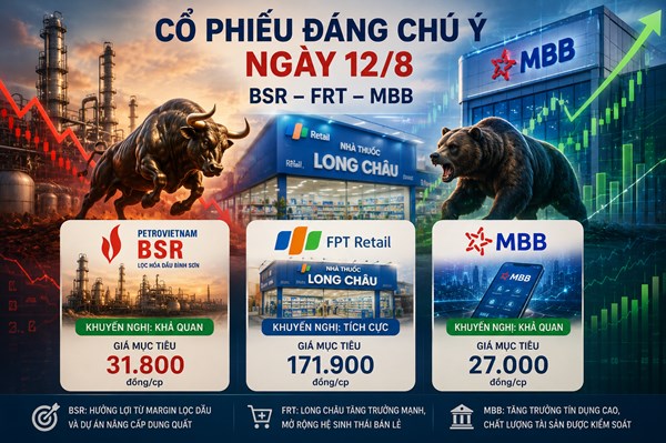 Cổ phiếu đáng chú ý ngày 12/8: BSR, FRT và MBB