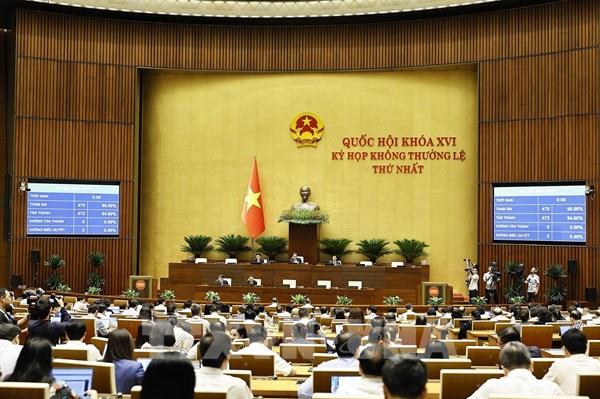 Thông cáo báo chí số 16, Kỳ họp không thường lệ thứ Nhất, Quốc hội khóa XVI