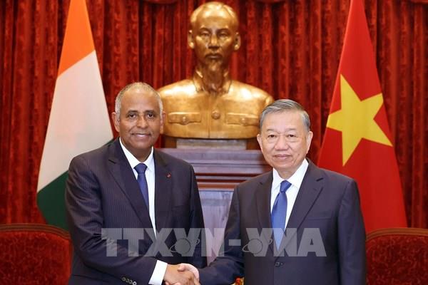Tổng Bí thư, Chủ tịch nước Tô Lâm tiếp Chủ tịch Quốc hội Cộng hòa Côte d’voire (Bờ Biển Ngà)  Patrick Achi