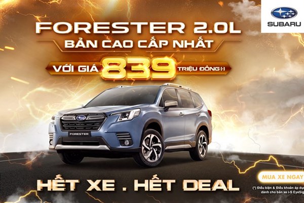 Bảng giá xe Subaru tháng 9/2026: Nhiều mẫu xe được áp dụng giá ưu đãi đặc biệt