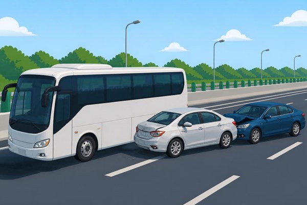 Năm ô tô đâm liên hoàn trên cao tốc Tp. Hồ Chí Minh - Trung Lương