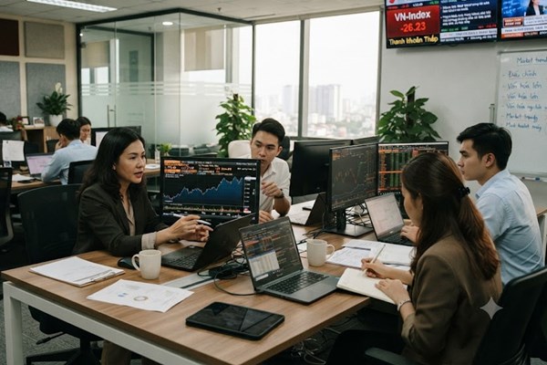 VN-Index giảm hơn 26 điểm, áp lực bán lan rộng