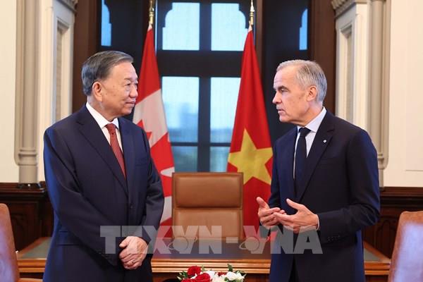 Tổng Bí thư, Chủ tịch nước Tô Lâm hội đàm với Thủ tướng Canada Mark Carney
