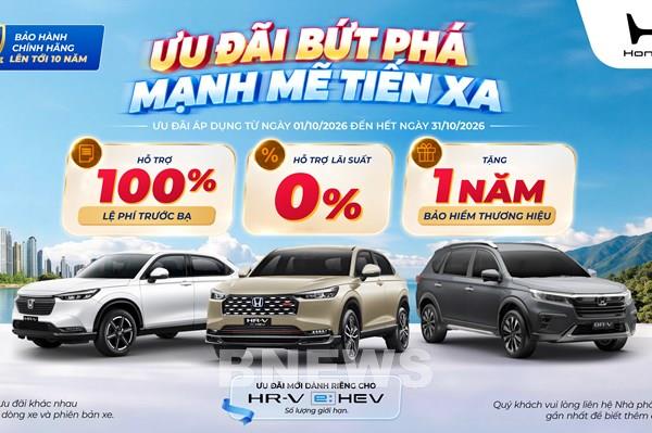 Honda tung ưu đãi tháng 10, hỗ trợ 100% lệ phí trước bạ