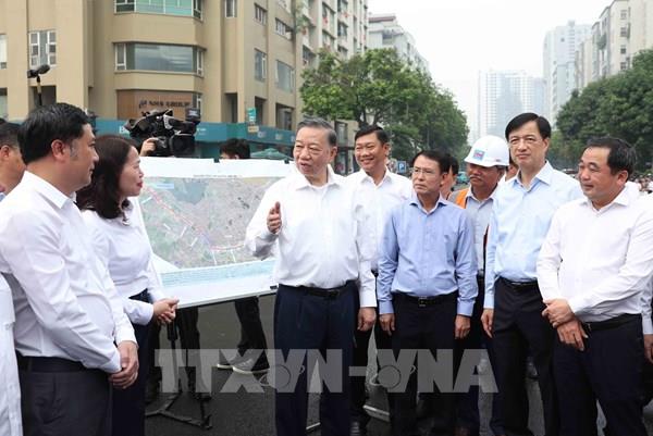 Tổng Bí thư, Chủ tịch nước Tô Lâm kiểm tra tiến độ thi công một số công trình, dự án trọng điểm của Thủ đô
