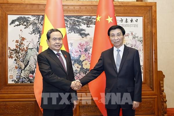 Chủ tịch Quốc hội Trần Thanh Mẫn hội kiến Chủ tịch Chính hiệp Toàn quốc Trung Quốc Vương Hộ Ninh
