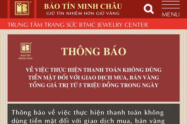 Mua bán vàng từ 5 triệu đồng phải chuyển khoản: Loạt doanh nghiệp đồng loạt ra thông báo