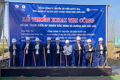 Thi công trạm biến áp 500kV Bắc Ninh và đường dây đấu nối