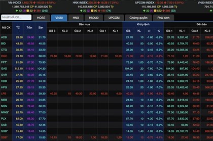 Lực bán gia tăng, VN-Index giảm hơn 115 điểm trong phiên đầu tuần