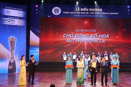 Agribank được vinh danh thành tựu tác động vì Việt Nam số 2026