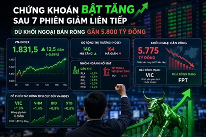 Chứng khoán bật tăng sau 7 phiên giảm liên tiếp 
